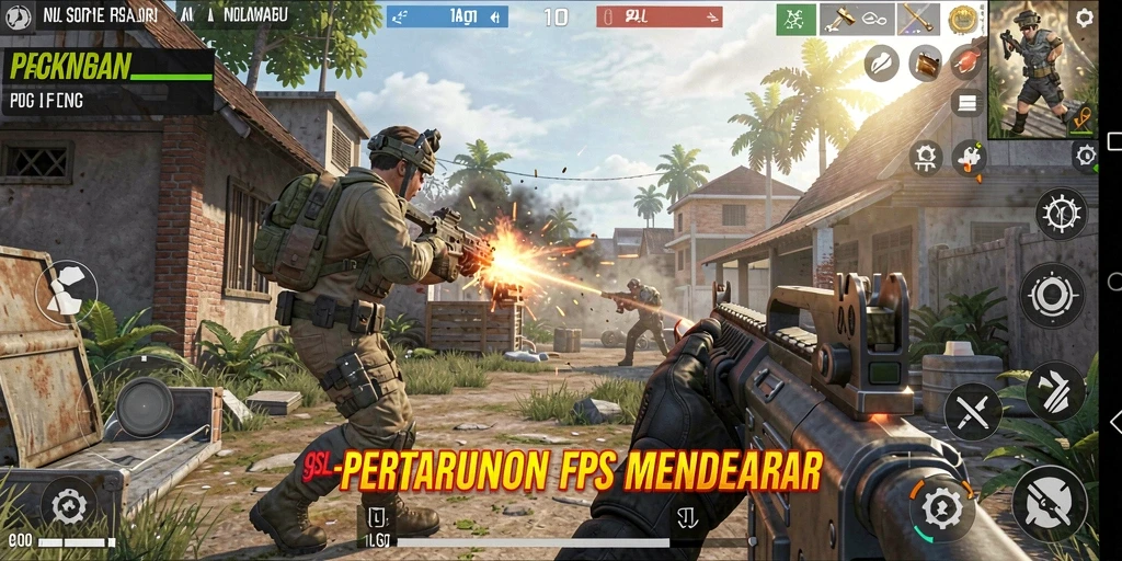 Screenshot gameplay dari 9SL, menampilkan aksi tembak-menembak yang seru.