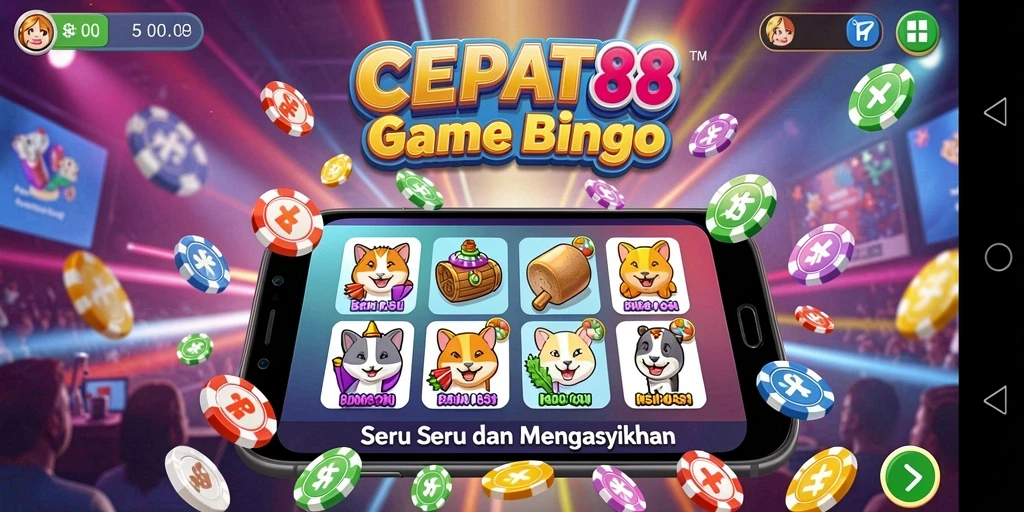 Screenshot utama CEPAT88 menampilkan gameplay Bingo yang seru dan interaktif.
