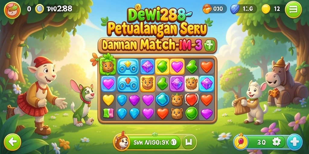 Tangkapan layar gameplay DEWI288 yang penuh warna dan menawan.