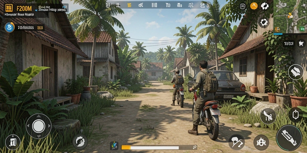 Screenshot utama F200M menampilkan gameplay simulasi kehidupan yang interaktif.