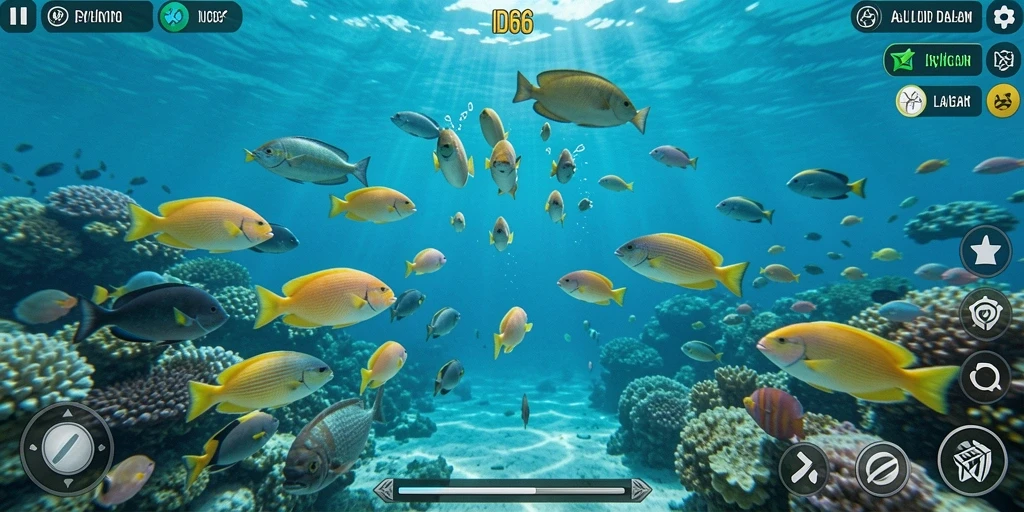 Screenshot ID66 menampilkan aksi seru menangkap ikan di laut.
