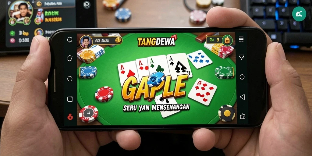 Tampilan seru gameplay TANGANDEWA dalam pertandingan gaple.