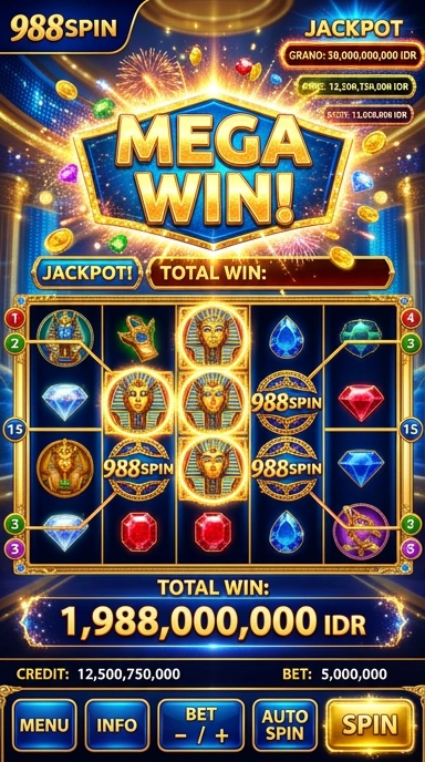 Tampilan antarmuka 988spin yang menarik dan informatif.